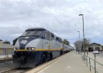 Amtrak California F59PHI # 2005 on the point of Amtrak San Joaquin Train # 715 during a fresh air stop at Merced Station